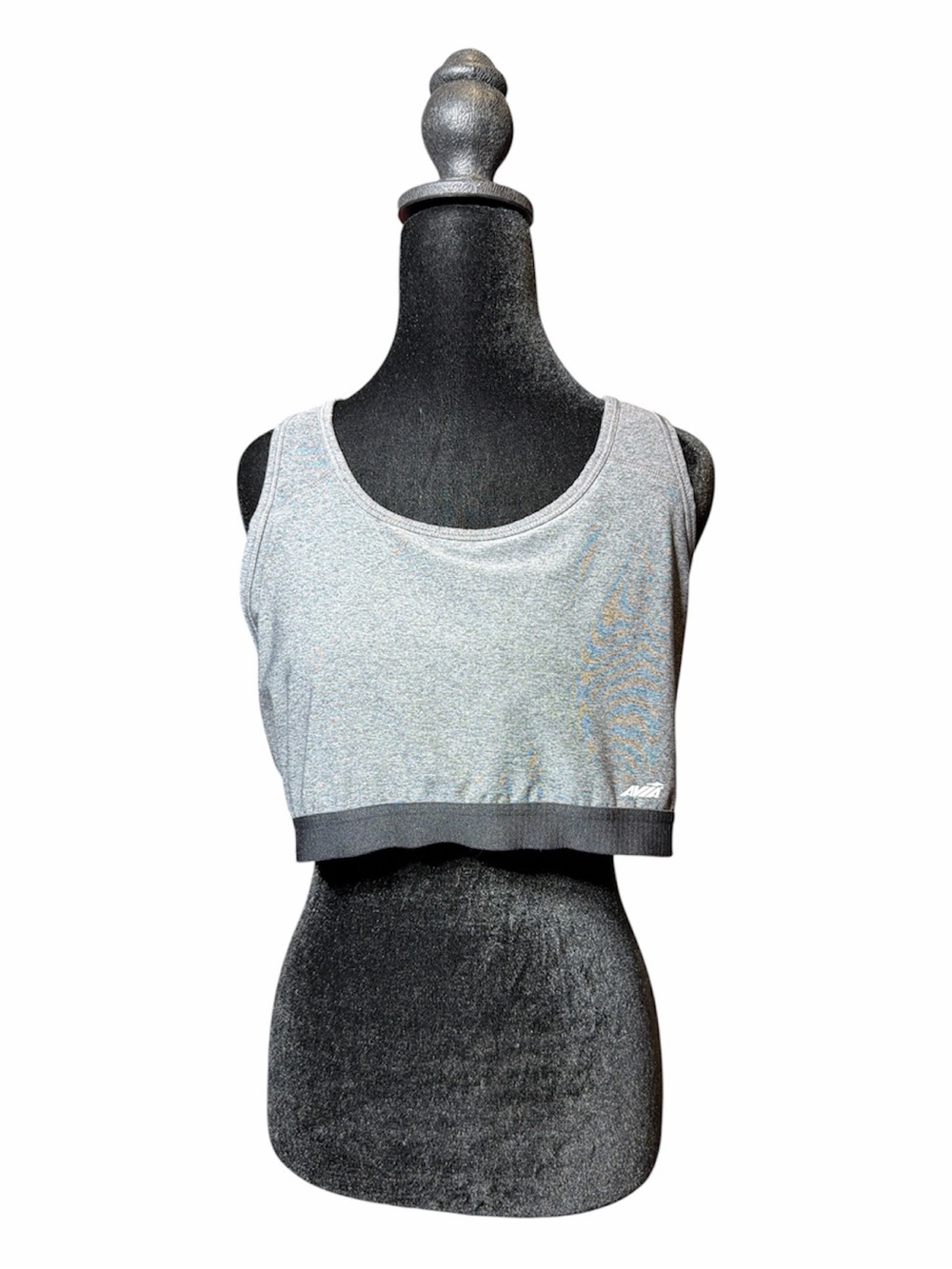 AVIA Heather Gray Cropped Athletic Sports Bra with Subtle Logo size XXL